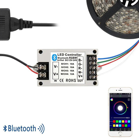 Bluetooth LED Strip Light Controller For iOS And Android That Lets You Dial In 5050 And 3528 RGB And RGBW Strips With Music Sync
