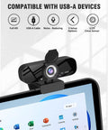 Top Shelf 1080P Webcam With Crisp Built In Microphone And Wide Angle Lens Includes Adjustably Rotatable Tripod And Flip Privacy Cover No Sweat Plug And Play For Streaming Gaming On PC Laptop mounted on monitor