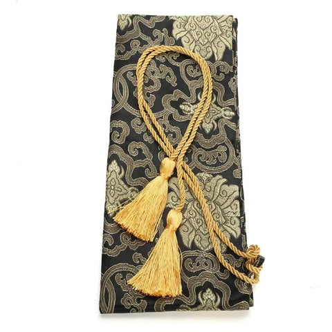 Silk Katana Sword Carrying Bag Case For Japanese Samurai Premium Soft Silk Sleeve with decorative pattern and tassel accents