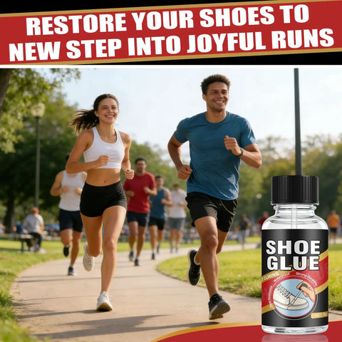 Beast Mode Heavy Duty Shoe Glue For Sole Repair Quick Dry Waterproof Adhesive bottle with runners in the park background