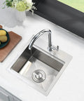 15 Inch Drop In Bar Sink Stainless Steel 16 Gauge Single Bowl Workstation Wet Prep Sink Top Mount For Small Kitchens