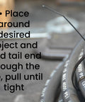 Top Shelf 8 Inch Push Mount Nylon Cable Ties With Slick Fir Tree Tips For Indoor And Outdoor Wiring UV Resistant Black Fasteners securing hoses on a job site.