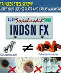 Image comparing Stainless Steel License Plate Screws Kit to rusty galvanized iron screws, showcasing rust proof and corrosion resistant qualities.