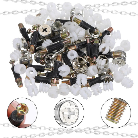 Durable Furniture Cam Lock Set With 20 Cam Nuts And 20 Cam Screws And 20 Plastic Expansion Nuts M6 X 40MM hardware kit display