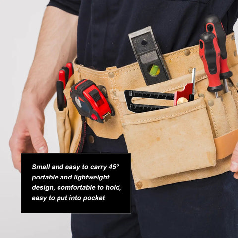 Person wearing tool belt with a measuring tape, level, and screwdrivers visible.