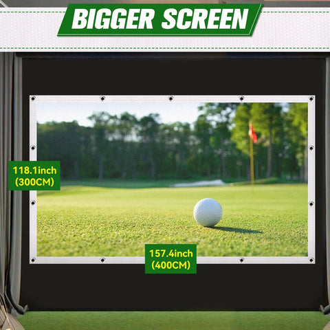 7mm Thickened Ultra Clear Golf Impact Screen With 32 Grommets 8 Foot By 8 Foot shown with golf course image display.