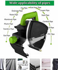 Badass Electric Automatic Pipe Cutter Knocks Out Stainless Steel And Plastic Tubes From 15 To 400 mm Diameter Like Butter with various pipe types.