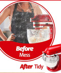Clear PC Splash Guard For Stand Mixer Keeps Spills In Check Transparent Cover shown installed on stand mixer