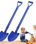2 Pack Kid Friendly Beach Shovels for Digging and Camping, 27 Inch Heavy Duty Mini Shovels with D Grip Handle, Blue