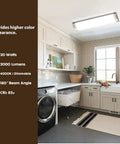 Dimmable 2 Foot LED Flush Mount Ceiling Light 20W 2200lm Cool White 4000K Kitchen Fixture in modern kitchen setting.