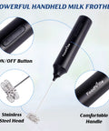 Rechargeable Milk Frother Handheld Foam Maker With USB Type C Charging Stainless Balloon Whisk For Cappuccino Latte Bulletproof Coffee Keto Diet Protein Powder And Matcha Black with black handle and stainless steel head