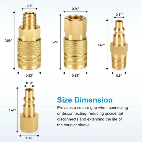 14 Pcs 1 Quarter Inch NPT Air Hose Fittings Kit With Quick Connect Brass Couplers And Plugs Easy Push In Locking Ball Design