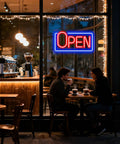 22 Inch LED Neon Open Sign For Storefront Windows, Bright Blue And Red Open Sign To Light Up Your Biz Hours
