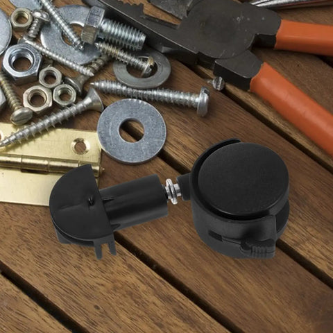 Heavy Duty Stem Caster Wheels Replacement For Pet Cage And Dog Kennel Swivel Rollers with tools and hardware on a wooden surface.