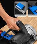 Adjustable Circular Saw Guide Rail For Precise Wood And Marble Cuts, Base Guide Clamp Attachment in use on wooden surface