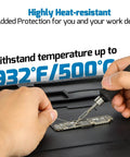 Hands soldering on M170 Silicone Soldering Mat 17.3 By 12.2 Inches Heat Resistant With Eight Function Zones Magnetic Soldering Pad.
