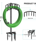 Detachable Metal Garden Hose Holder Stand with Upgraded Four Spike Design Heavy Duty Freestanding Hose Reel Rack and Outdoor Hose Storage