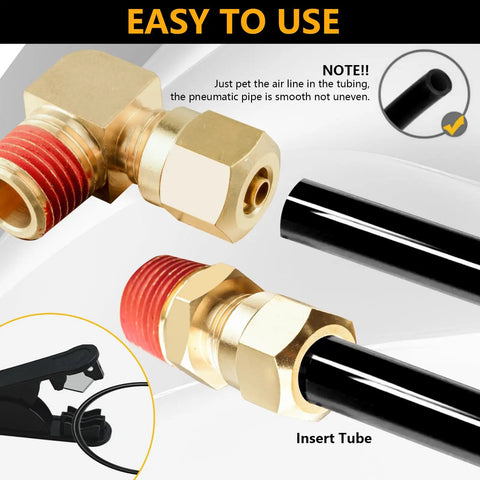 Dope Brass DOT Air Line Fittings Kit With Fifty Foot One Quarter Inch Tubing Quick Connects For Semi Truck Trailer View