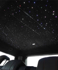 Car interior with Shooting Star And Twinkle Fiber Optic Lights Kit For Home And Car Use Meteor App Controlled Music Activated Star Ceiling.