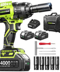 Heavy Duty 1/2 Inch Cordless Brushless Impact Wrench Packing Beast Mode 1032 Ft Lbs Of Breakaway Torque with accessories