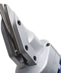 Close-up of Heavy Duty Electric Metal Cutting Shears With Rotating Jaws Variable Speed 0 To 2500 Rpm cutting head designed for 18 gauge steel.