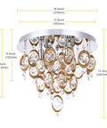 4 Light Modern Crystal Copper Flush Mount Chandelier Next Level 3 Tier Semi Flush Ceiling Light Fixture dimensions
