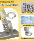 550Pcs external-tooth lock washer set, 304 stainless steel, metric sizes M2.5-M12, close-up view