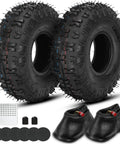 4.10-4 Tire And Inner Tube Replacement Set Two Pack For Go Karts Lawn Mowers with patches, caps, and valves visible