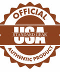 Official USA Standard Gear Authentic Product badge in brown and white colors.