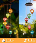 Solar Wind Chimes Outdoor Lights With 30 Warm White LEDs Hot Air Balloon Style Hanging Decor Auto On Off Light Sensing Waterproof