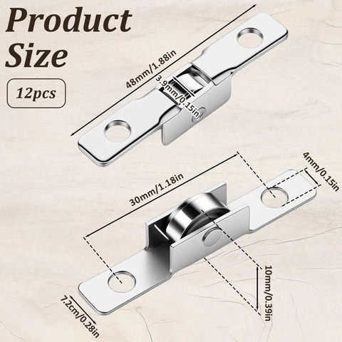 Pack Of 12 Push Pull Sliding Window Rollers Three Eighths Inch Metal Wheel With Axle For Sliding Doors And Windows diagram