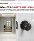 Oil Rubbed Bronze Classic Passage Door Knob For Closets And Hallways, Non Locking Interior Door Hardware with hallway view