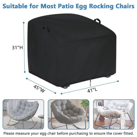 Outdoor Papasan Chair Cover Waterproof 41 Inches Wide 45 Inches Deep 31 Inches High Heavy Duty 420D Oxford Fabric Fits Oversized Rocking Chairs And Rattan Wicker Patio Furniture Protectors covering chair on patio