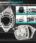 Front and side view of Drop-In 115A 12V Car Alternator Replacement For Chrysler 200 2011 2013 Sebring 2007 2010 Avenger 2008
