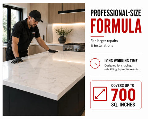 Professional-size formula for Epoxy Countertop Repair Kit For Granite Marble Porcelain Quartz And Tile Chips Cracks Rebuild Missing
