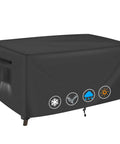 Outdoor Coffee Table Cover Waterproof And UV Resistant, Heavy Duty Patio Table Protector For 48 Inches Long By 28 Inches Wide By 16 Inches High Tables covering a table.