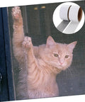 Cat stretching on window screen with inset image showing Two Roll Window Screen Repair Tape With Heavy Duty Adhesive Mesh Patch For Quick Diy Fixes Lightweight Breathable And Easy To Cut Ideal For Home Windows Doors Patios Tents RV Screens And More