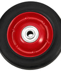 Close-up of a 4 Pack 8 x 1.75 Inch Solid Rubber Wheel With Ball Bearing, Flat Free Tire for Hand Trucks, Replacement Wheel