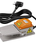 Workhorse Momentary Foot Pedal Switch With Six-Foot Cable And Piggyback Plug, IP65 Aluminum Cast Industrial Foot Controller, SPDT NO NC 15A 110-250V, Waterproof Foot Switch For Sander Meat Grinder Wood Lathe; gray pedal view