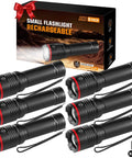 Image of a Six Pack Rechargeable LED Flashlights With High Lumen Output, USB-C Chargeable in aluminum alloy.