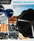 Front view of Hakkin 2-pack hex shank deburring external chamfer tools with carbide blades, blue.