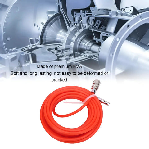 Hella Smooth Flex Eva Air Compressor Hose Featuring No Sweat Quick Connect Ends 33 Foot Oil Resistant Pneumatic Line, bright orange.