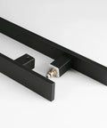 71 Inch Stainless Steel Push Pull Door Handle Set With Solid 304 Standoffs, Heavy Duty Commercial Grade, Matte Black Finish For Barn Glass And Interior Doors, Long Reach Pull Handles, Durable Easy Install Hardware, angled view