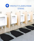 20 Pack Non Slip Urinal Mats For Men With High Absorbency And Waterproof Backing For Commercial Restrooms Black That Keep Floors Dry And Safe In High Traffic Bathrooms in use under urinals to protect floors.