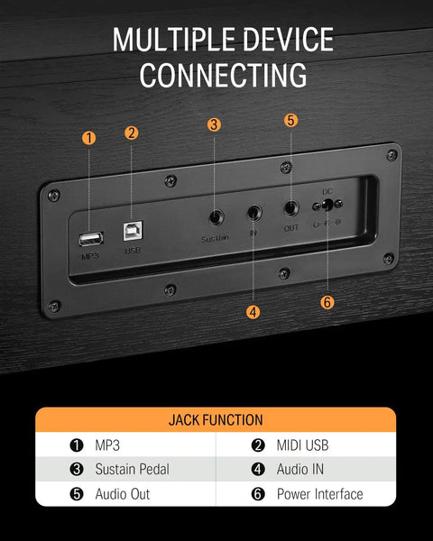 DDP-90 Pro 88 Key Weighted Digital Piano With Three Pedals USB Music Playback PC Tablet And Smartphone Connectivity ports
