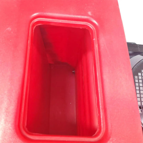 Close-up of red compartment on Electric Concrete Floor Grinder With 3.9 Inch Planetary 12 Head Grinding System Walk Behind Design