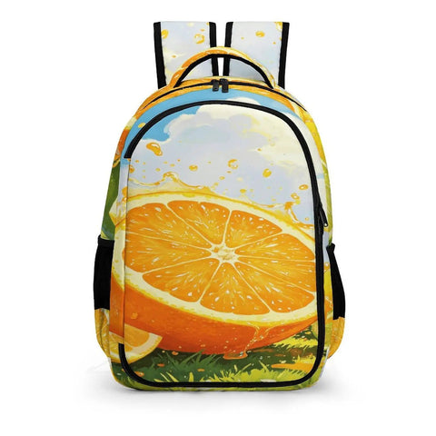 Dope Summer Fruit Print Unisex Backpack With Orange Lemon Lime Pattern Large Capacity Everyday Carry Daypack Durable Polyester
