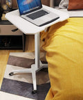 Top Shelf Rolling Laptop Desk With Smooth Moving Casters And Fully Adjustable Height That Tilts Zero To Ninety Degrees for home office use.