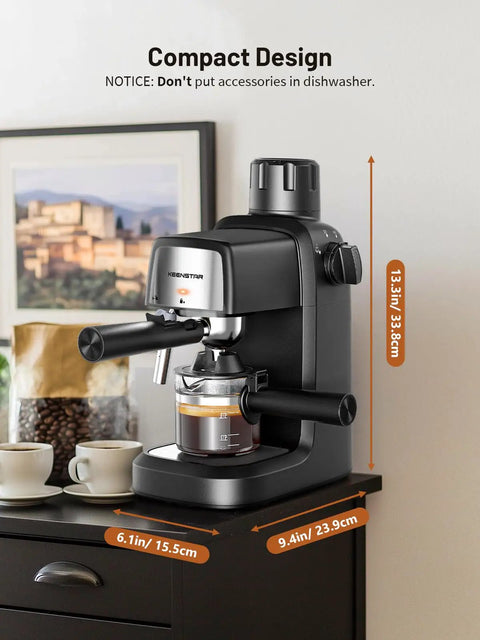 3.5 Bar Espresso Machine With Milk Frother, 800W Compact Espresso and Cappuccino Maker on kitchen countertop