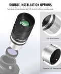 1.25 Inch Zoom Eyepiece 7-21mm Stepless Zoom in 3D render showing dual installation options with details